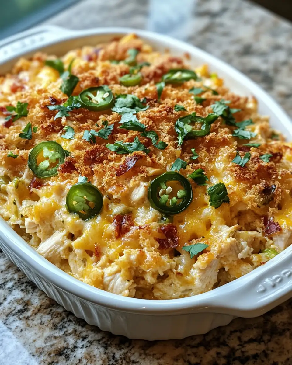 Final dish - Irresistibly Cheesy Jalapeño Popper Chicken Casserole: A Spicy Comfort Food Delight