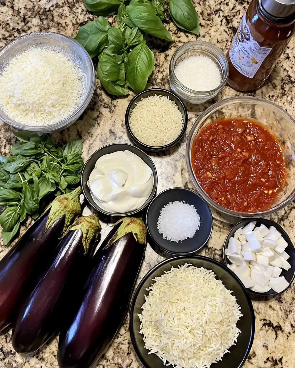 Ingredients for Discover the Secret to Perfectly Savory Italian Baked Stuffed Eggplant