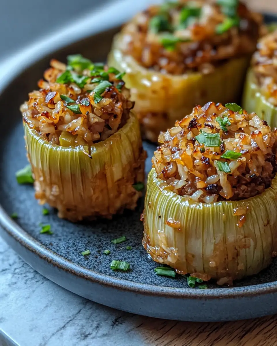 Final dish - Deliciously Stuffed: Savory Meat & Rice Leeks That Will Steal the Show