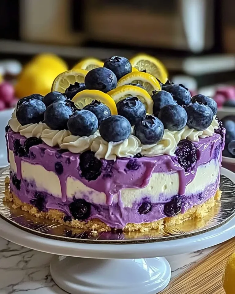 Zesty Delight: No-Bake Lemon Dazzling Blueberry Cream Cake Recipe - Featured Image