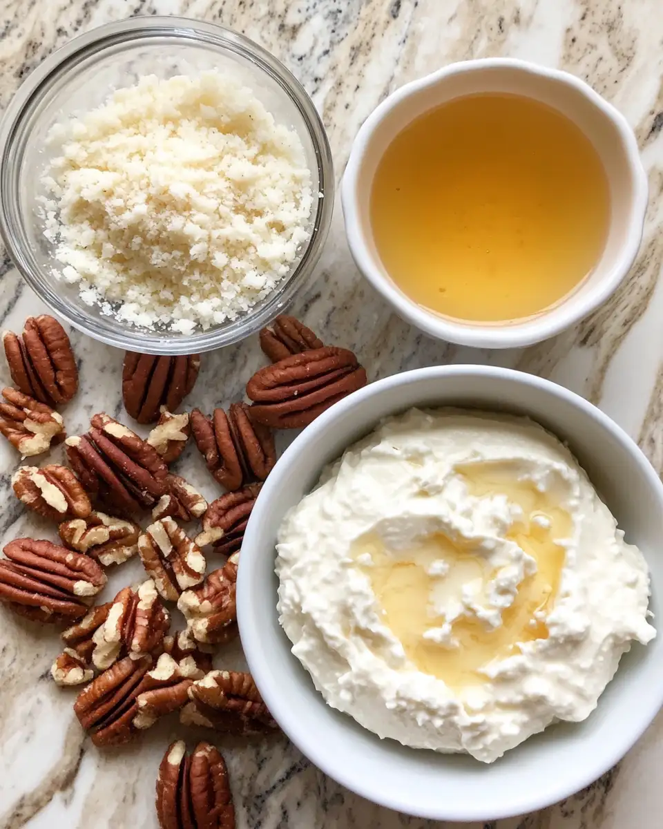 Ingredients for Irresistible Indulgence: Parmesan and Honey Pecan Cheese Dip Delight