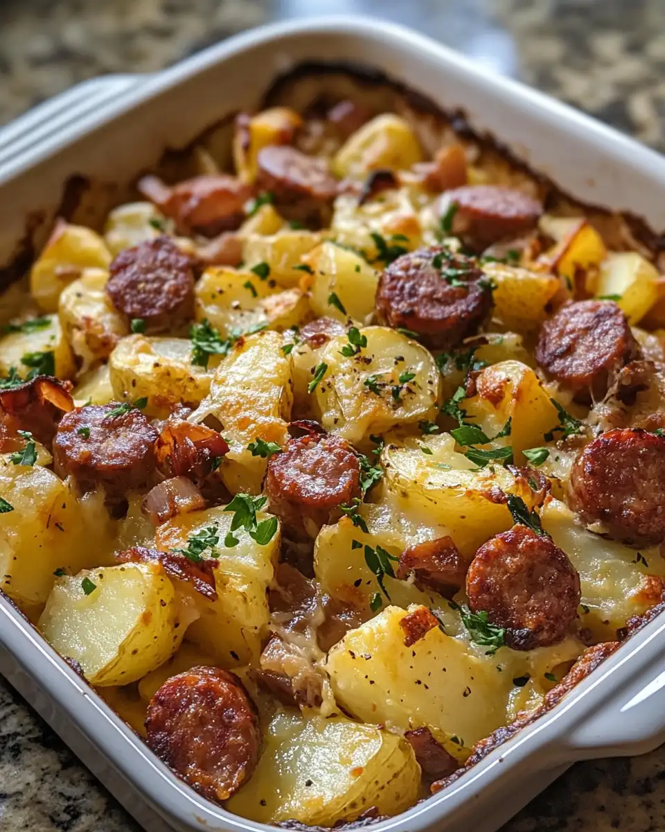 Final dish - Irresistible Comfort: The Ultimate Smoked Sausage and Potato Bake Experience