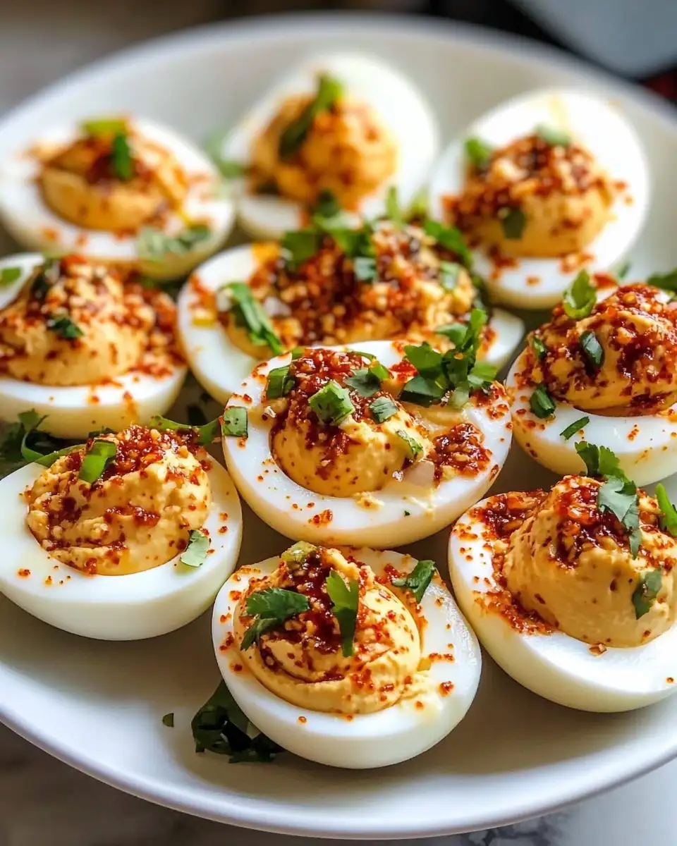 Fiery Flavor Twist: Spicy Chili Garlic Deviled Eggs - Featured Image