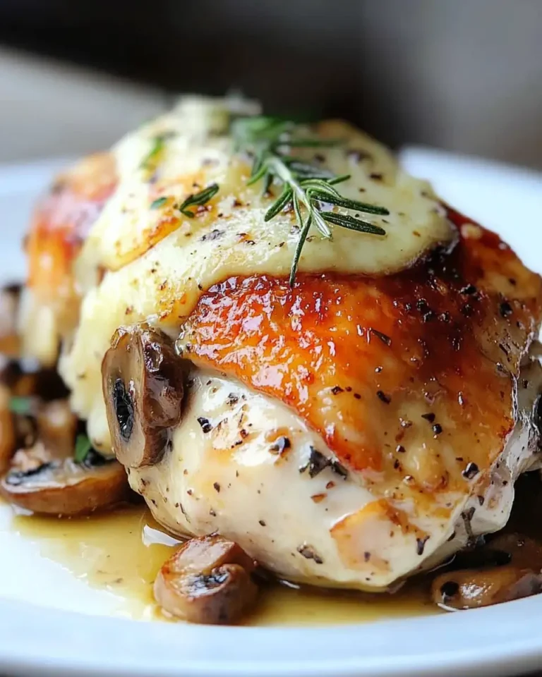 Irresistibly Delicious Cheesy Garlic Butter Mushroom Stuffed Chicken Recipe - Featured Image