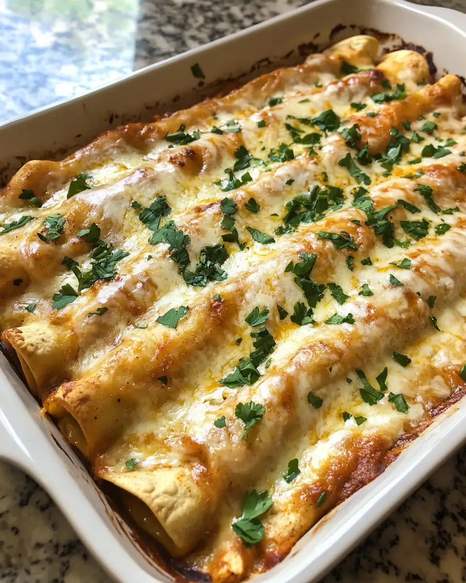 Final dish - Irresistibly Creamy Chicken Enchiladas with Sour Cream White Sauce