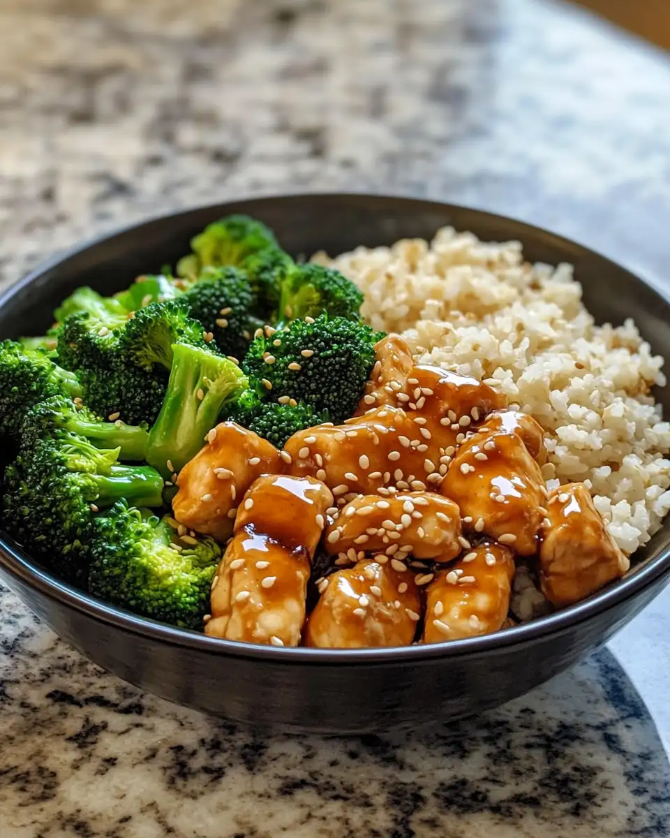 Ingredients for Sweet and Savory Delight: Honey Sesame Chicken & Broccoli Bowl