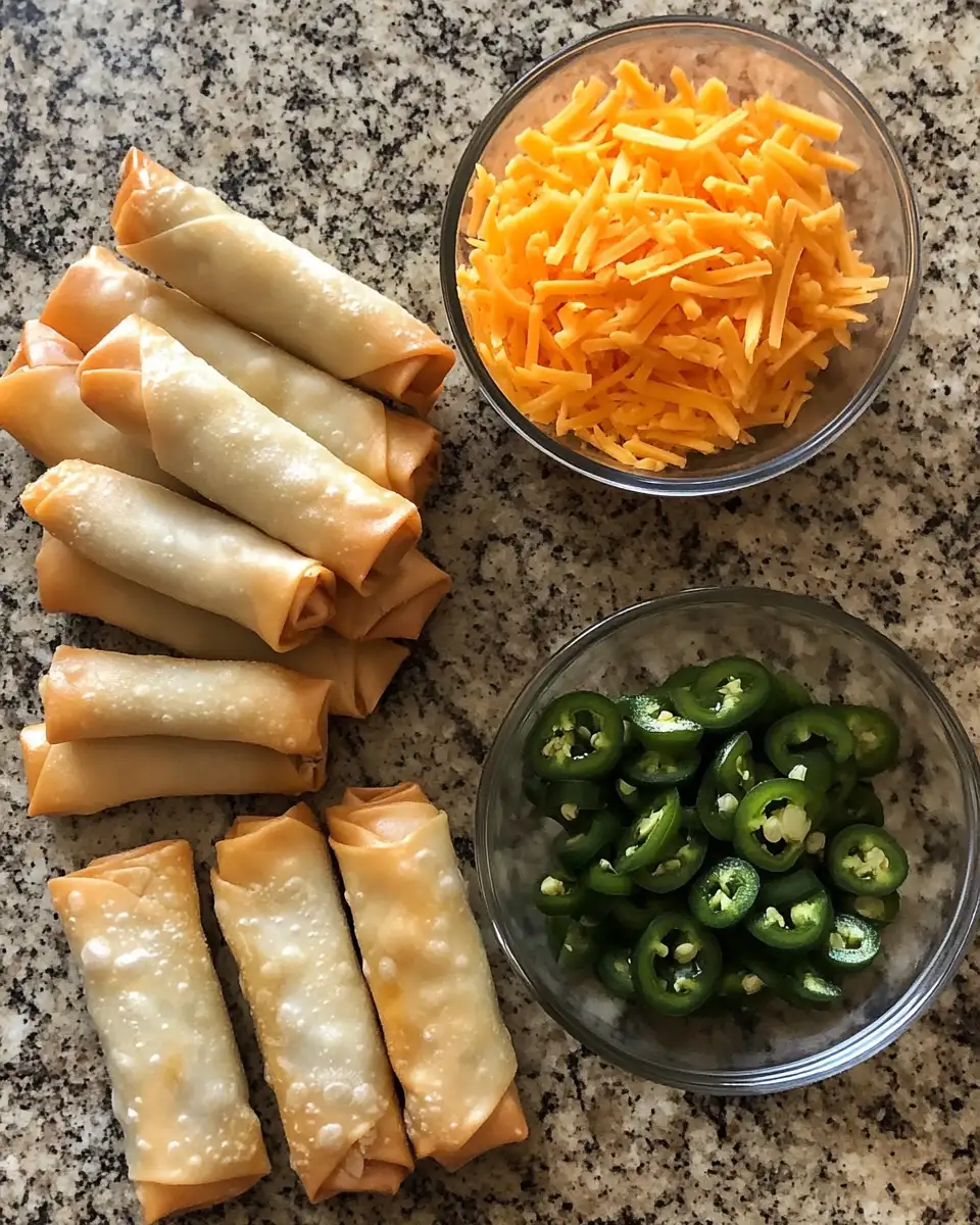 Ingredients for Spice Up Your Snack Game with Irresistible Jalapeno Popper Egg Rolls