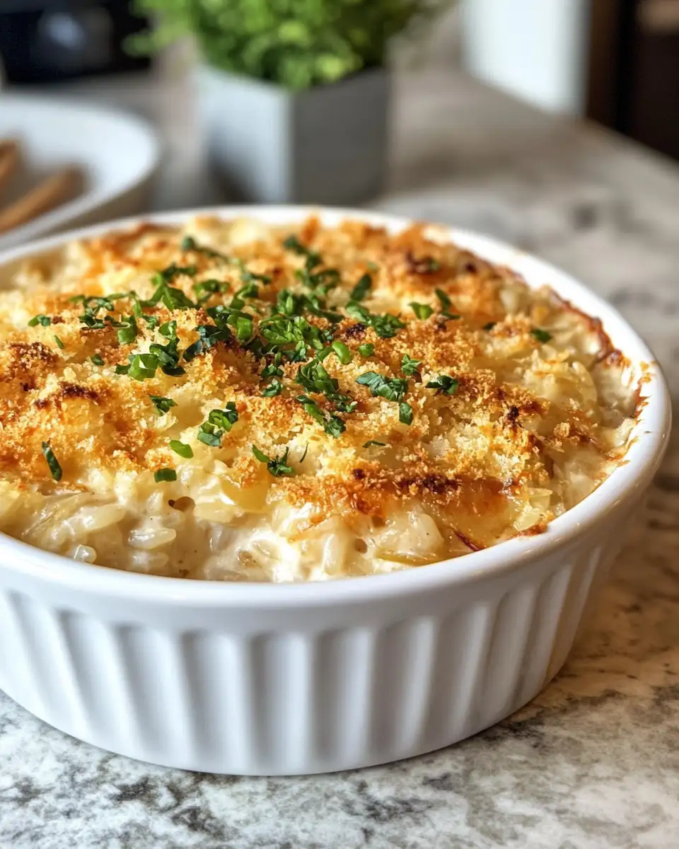 Final dish - Savor the Comfort: Easy French Onion Chicken Rice Casserole Delight