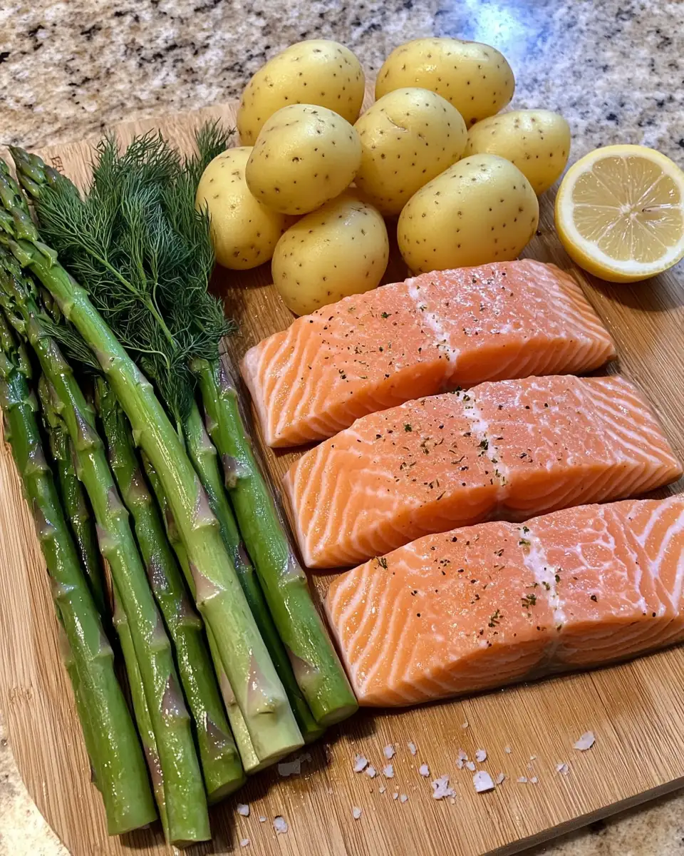 Ingredients for Savor the Symphony: Baked Salmon with Potatoes and Asparagus Delight