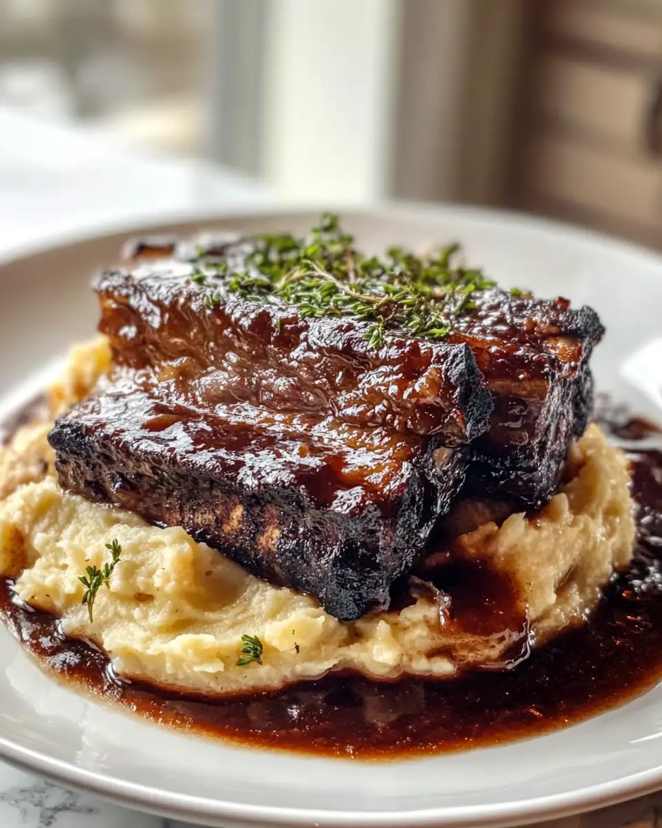 Final dish - Indulge Your Senses with Braised Short Ribs and Decadent Red Wine Garlic Mash