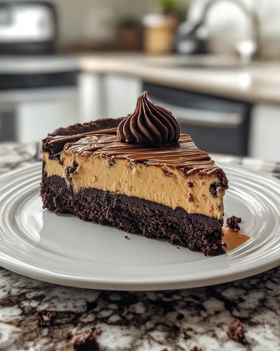Final dish - Indulge in Decadence: The Ultimate Caramel Brownie Cheesecake Delight