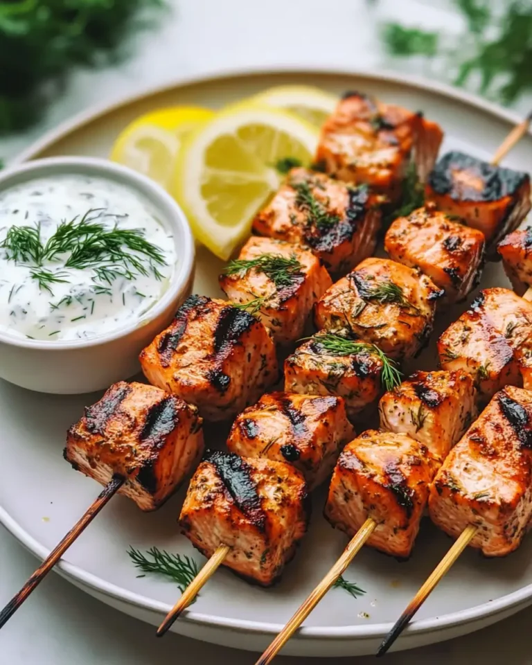 Savor Summer with Grilled Salmon Skewers and Creamy Dill Yogurt Sauce - Featured Image