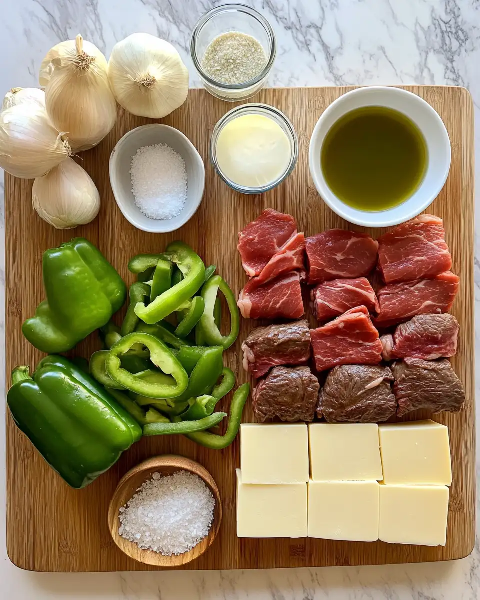 Ingredients for Sizzling Keto Philly Cheesesteak Roll Ups for Guilt-Free Indulgence
