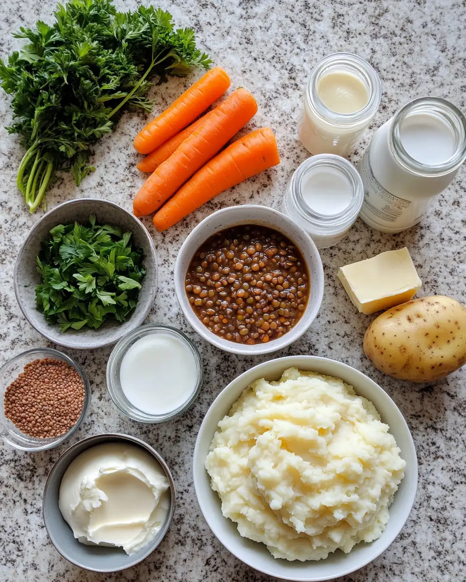Ingredients for Cozy Comfort: Lentil Stew Over Creamy Mashed Potatoes