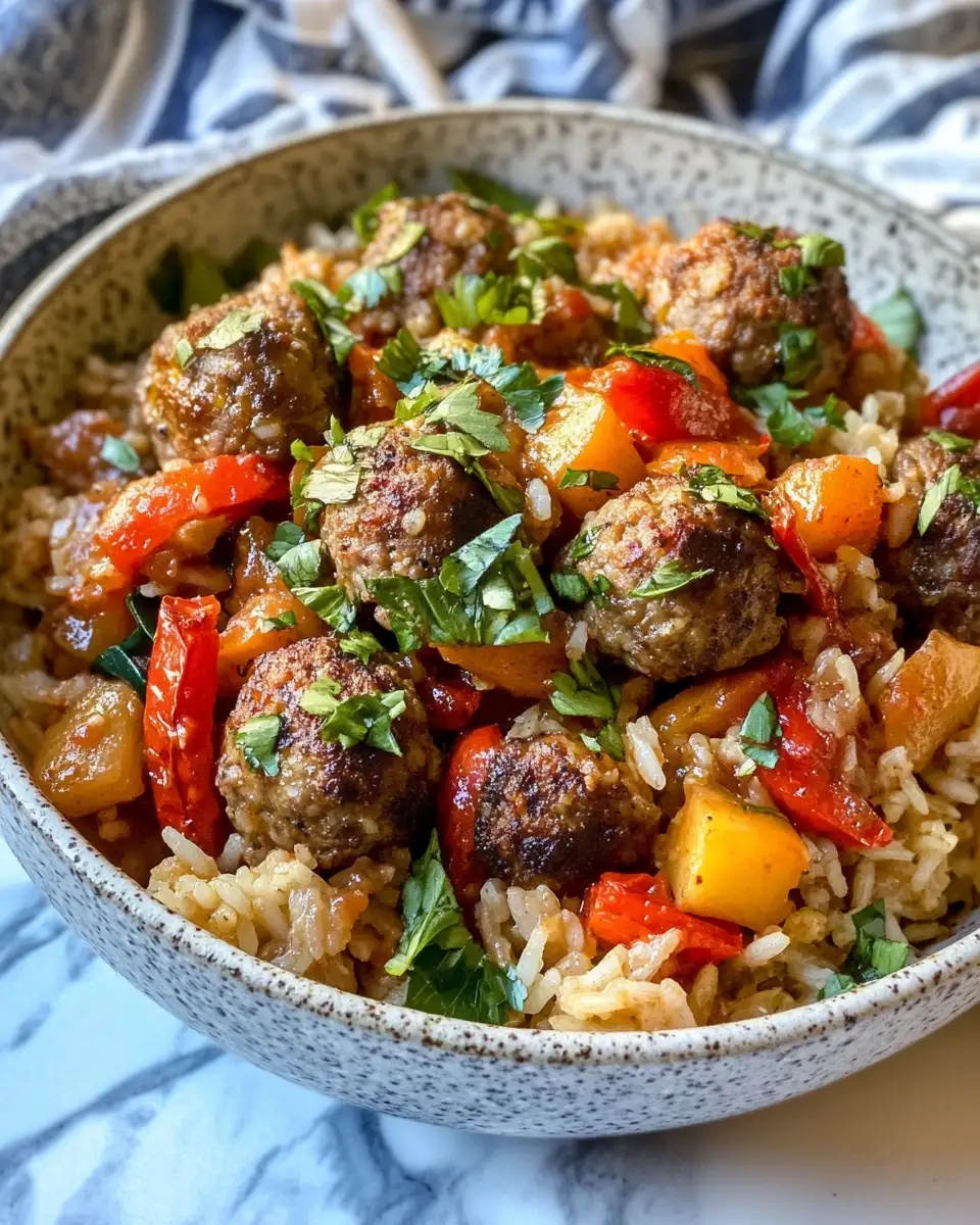 Final dish - Savor the Symphony: Meatballs with Rice & Roasted Veggies Delight