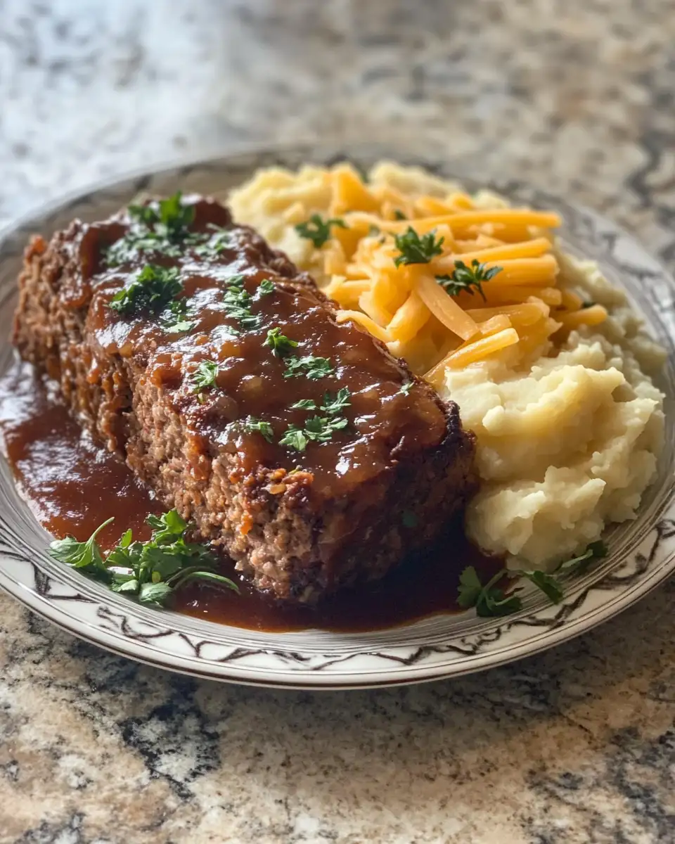 Final dish - Meatloaf Magic: The Ultimate Comfort Meal with Mashed Potatoes and Cheese