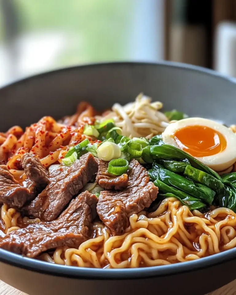 Fiery Korean Ramen Delight with Grilled Beef and Luscious Creamy Sauce - Featured Image