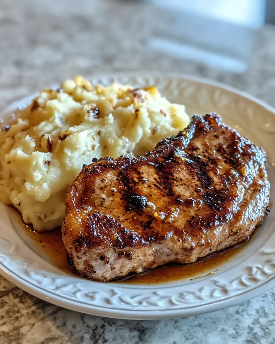 Final dish - Savor the Flavor: Sweet Honey Garlic Pork Chops Paired with Dreamy Creamy Mashed Potatoes