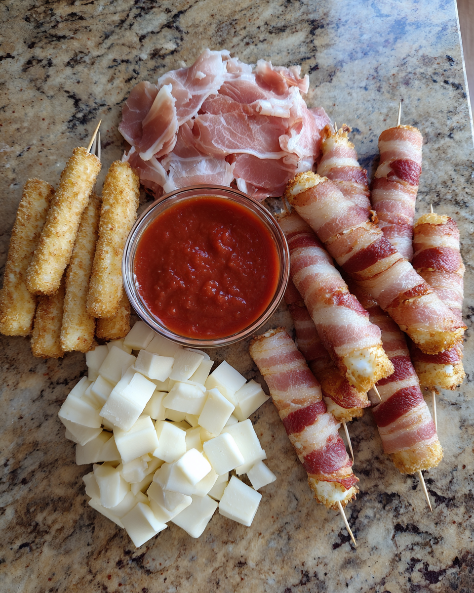 Ingredients for Crispy Indulgence: Bacon-Wrapped Mozzarella Sticks That Will Wow Your Taste Buds