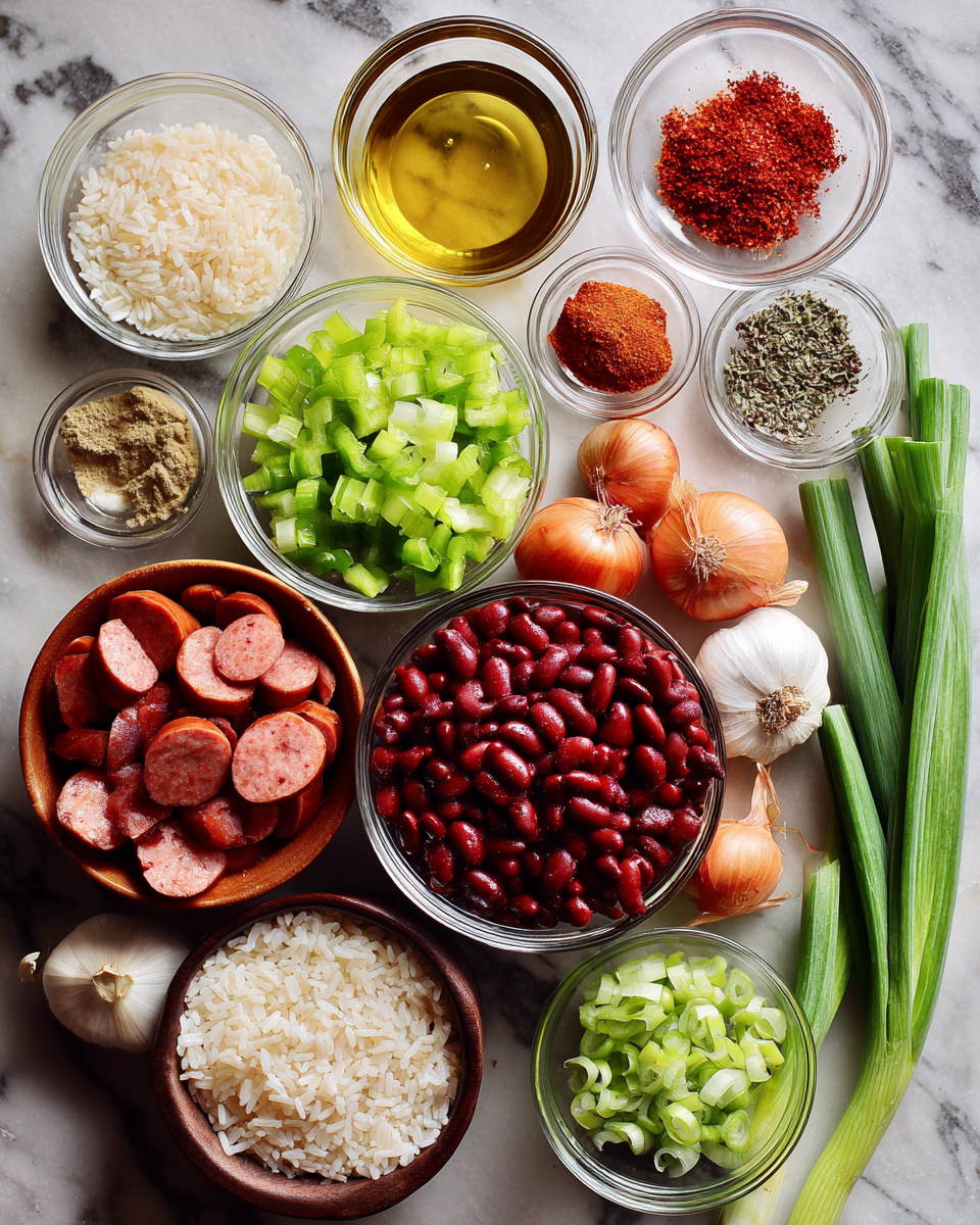 Ingredients for Spice Up Your Dinner with Irresistible Cajun Red Beans and Rice