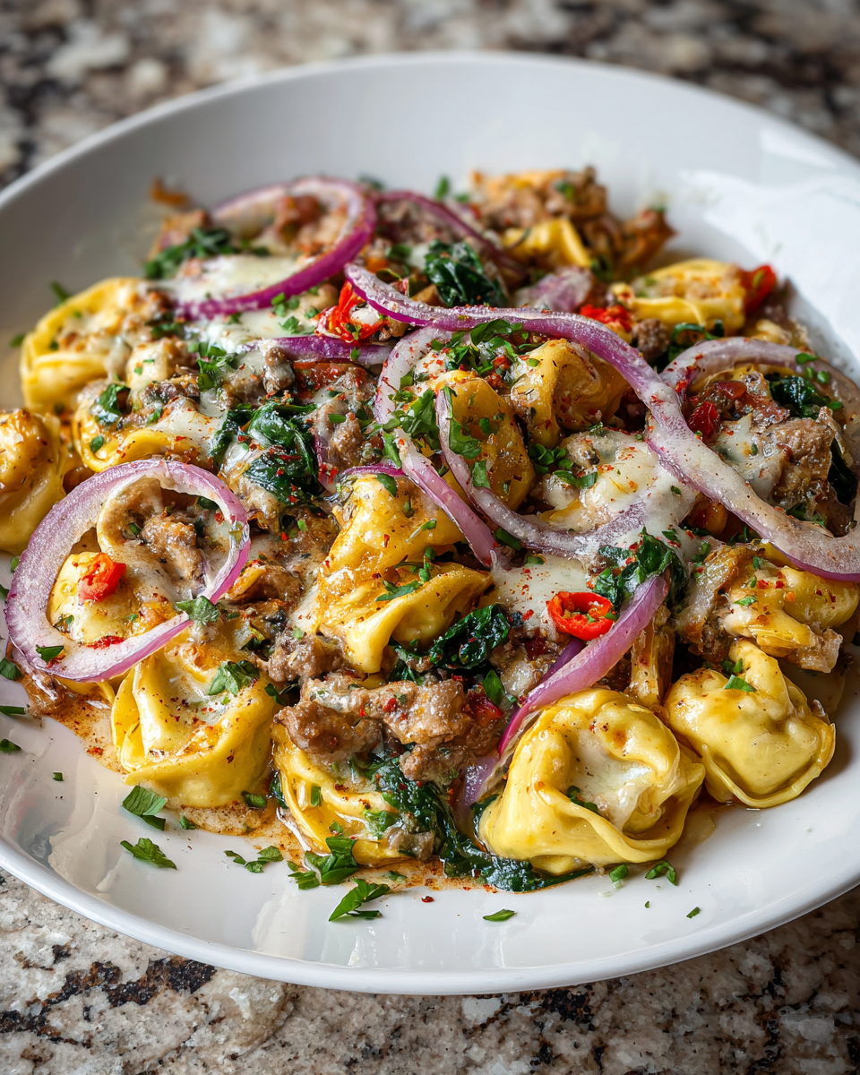 Final dish - Cheesesteak Tortellini Bliss: A Flavor Fusion Adventure