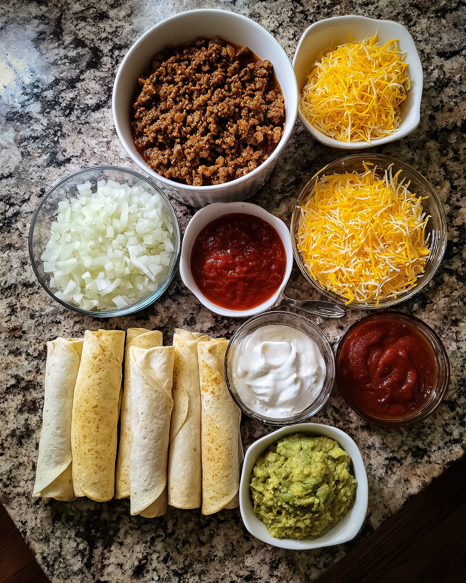 Ingredients for Ultimate Cheesy Beef Chimichangas: A Flavor Explosion in Every Bite