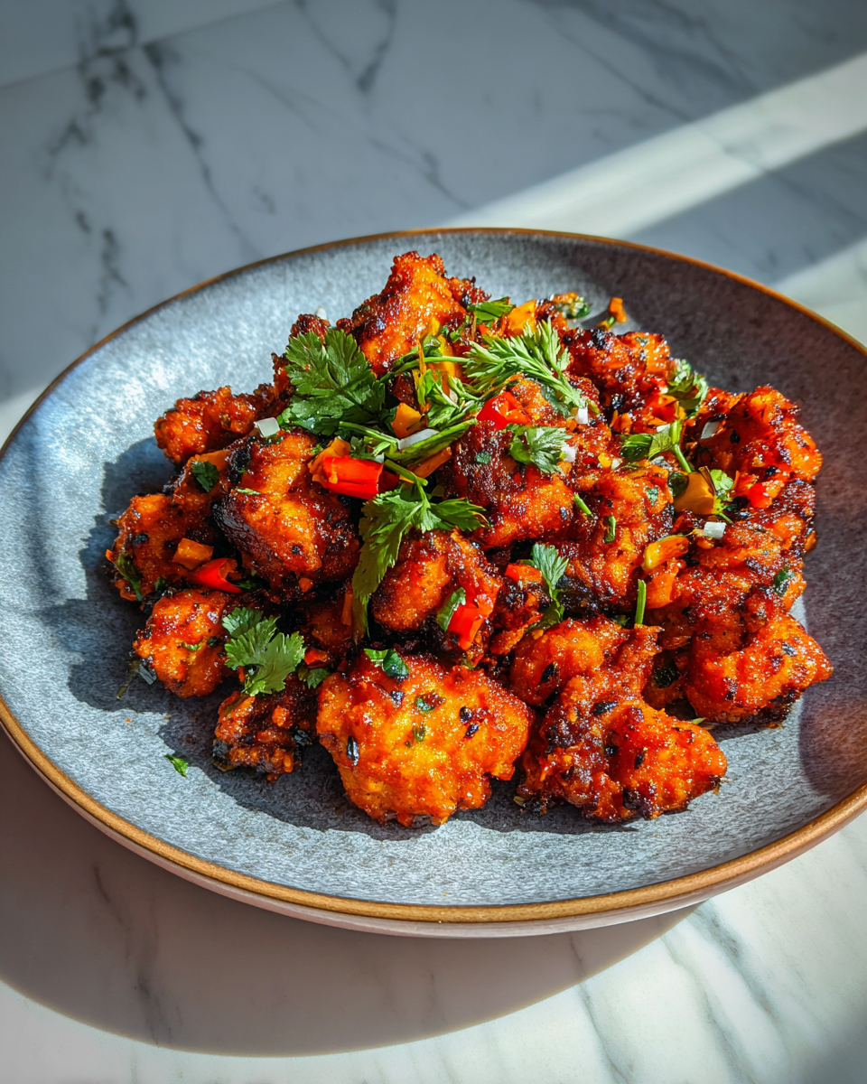 Final dish - Crispy and Spicy: The Ultimate Chicken 65 Airfryer Recipe