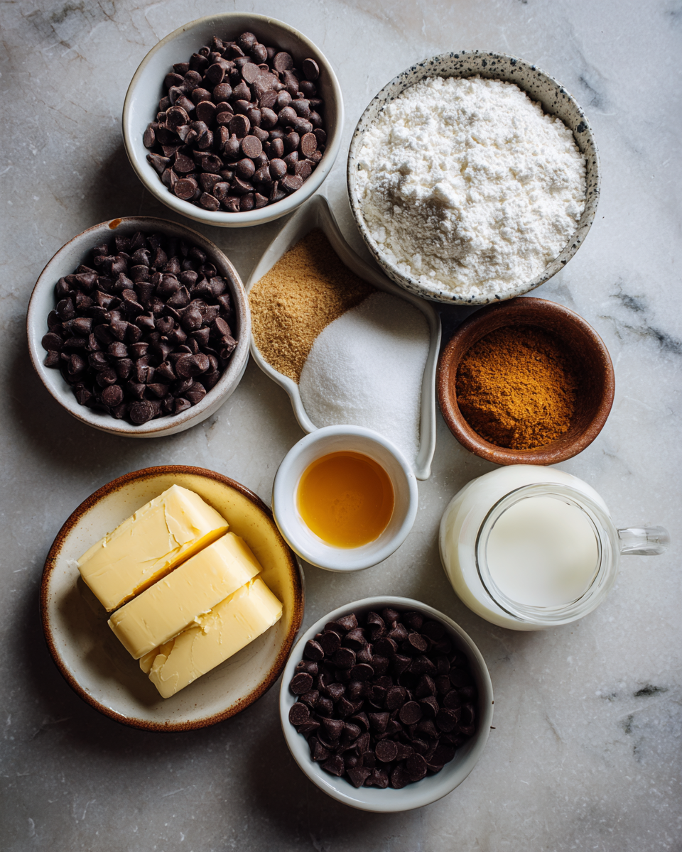 Ingredients for Irresistible Indulgence: Chocolate Chip Cookie Dough Cups Delight