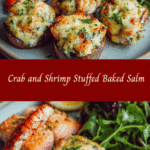 Dive Into Decadence: Crab and Shrimp Stuffed Baked Salmon Delight