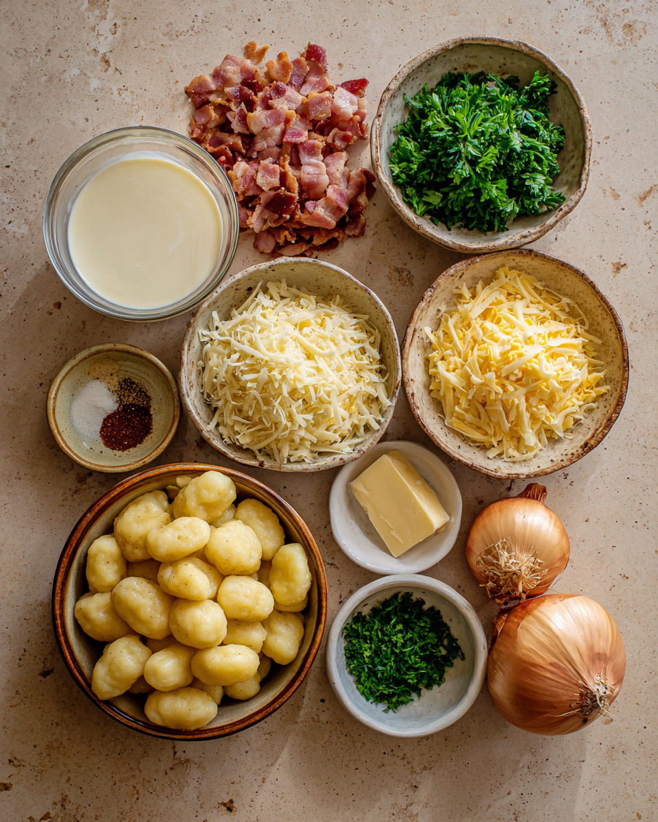 Ingredients for Decadent Delight Creamy Bacon and Cheddar Gnocchi That Will Wow Your Taste Buds