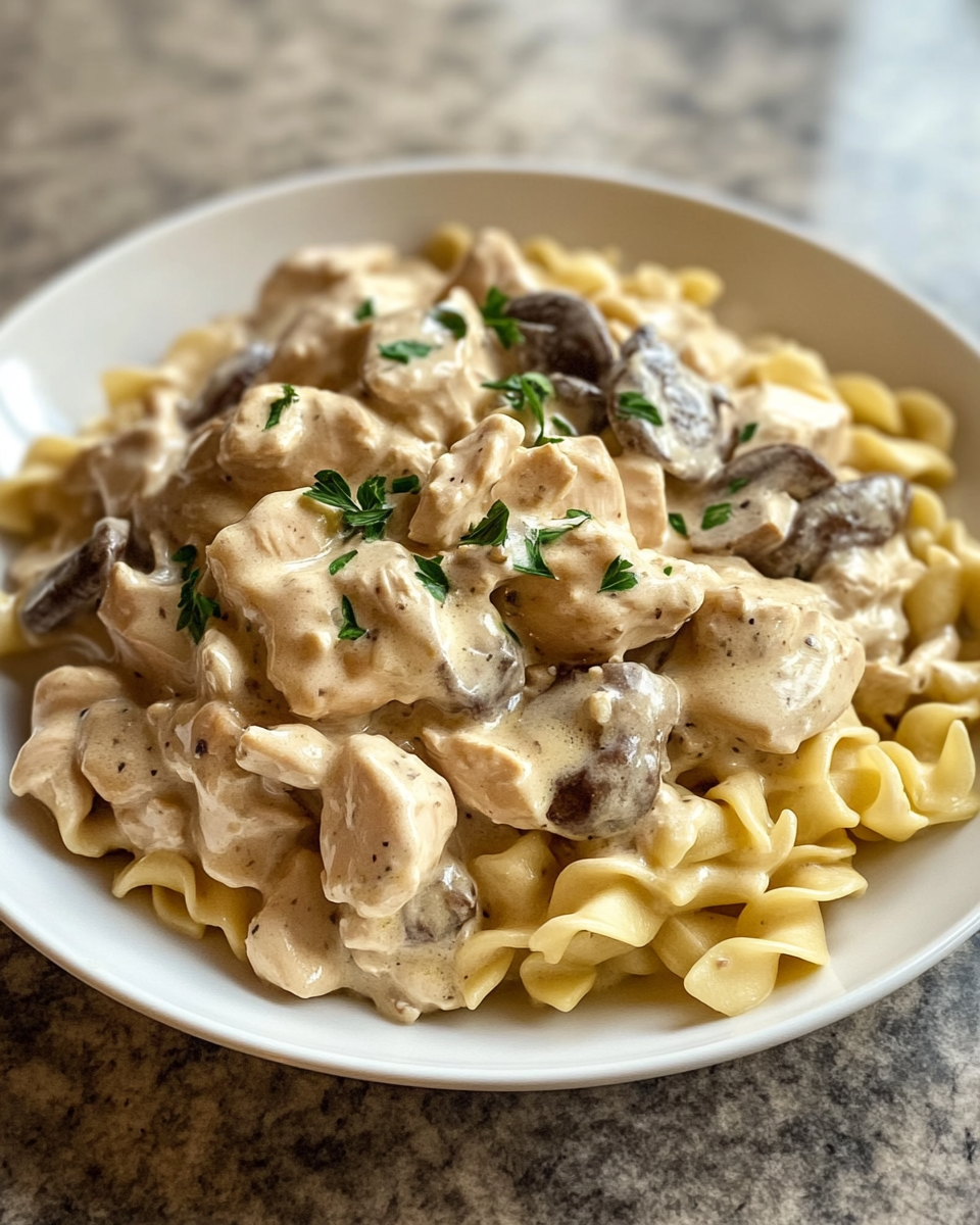 Final dish - Irresistibly Comforting: Dive into Creamy Chicken Stroganoff Bliss