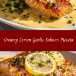 Zesty Indulgence: Creamy Lemon Garlic Salmon Piccata Delight