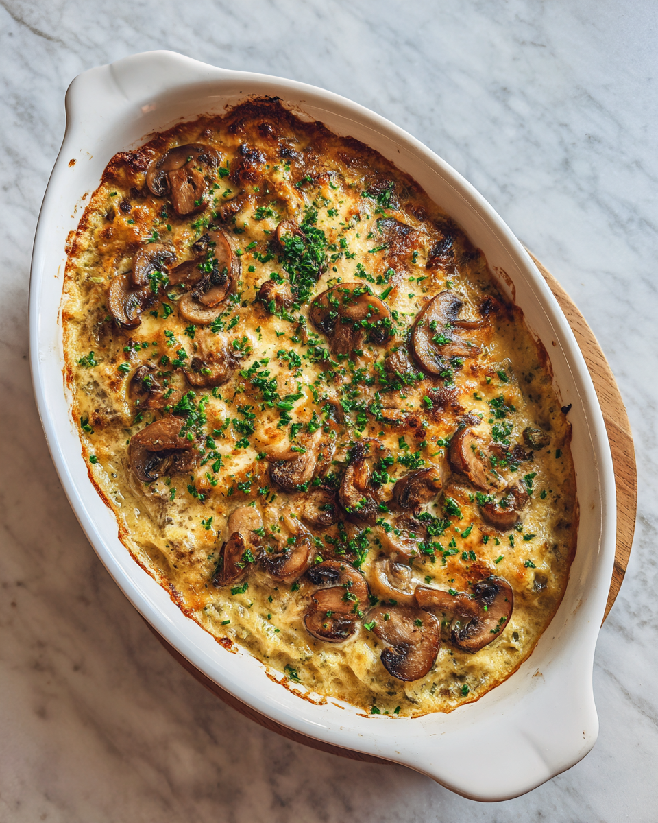 Final dish - Decadent Comfort in a Dish: Creamy Mushroom Herb Casserole Delight