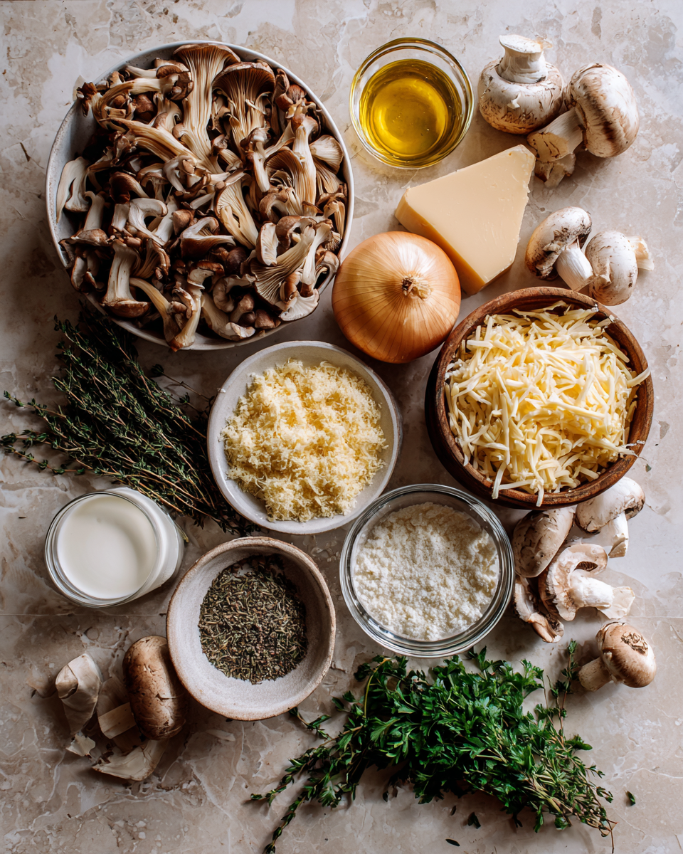 Ingredients for Decadent Comfort in a Dish: Creamy Mushroom Herb Casserole Delight