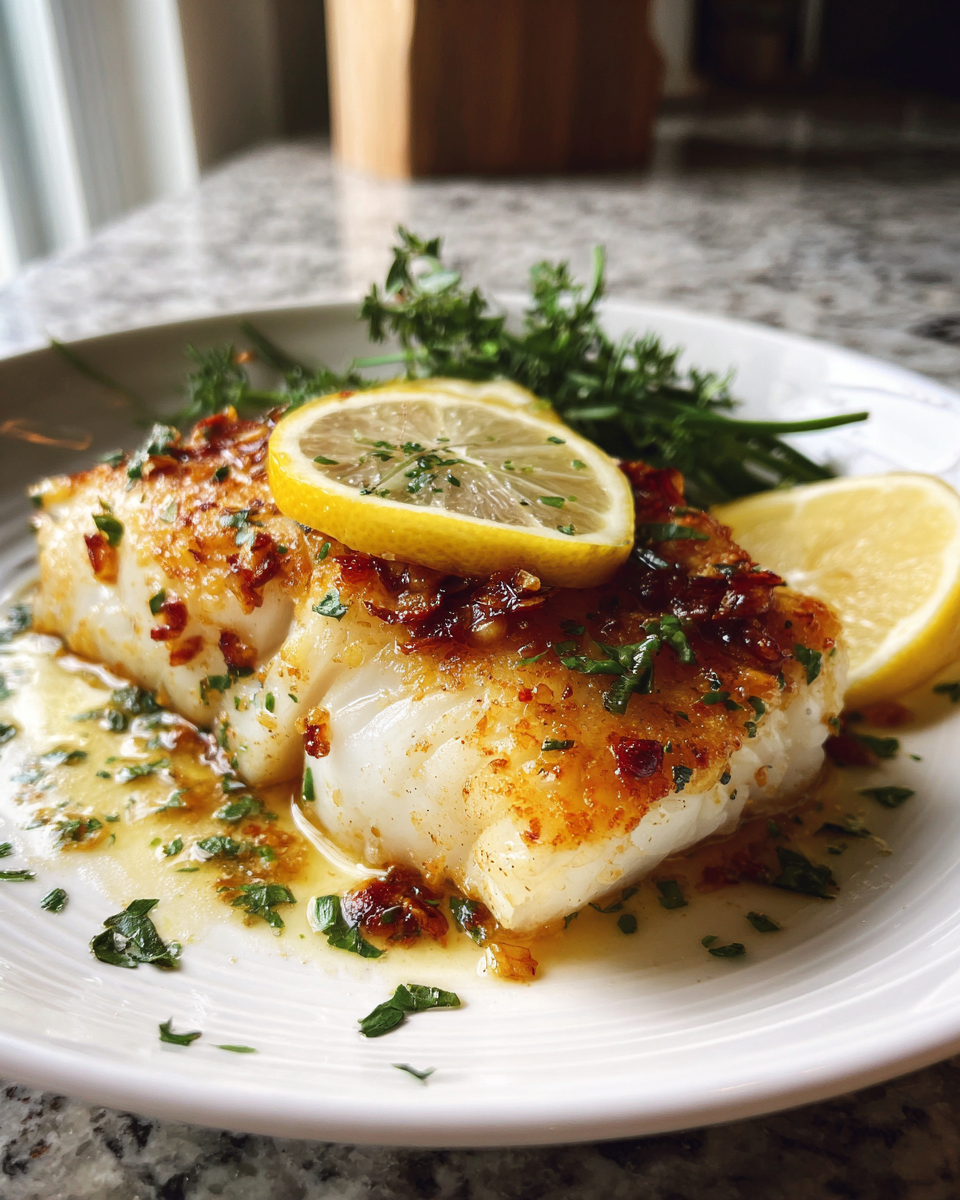 Final dish - Crispy Garlic Lemon Cod: Dive into Flavorful Seafood Delight
