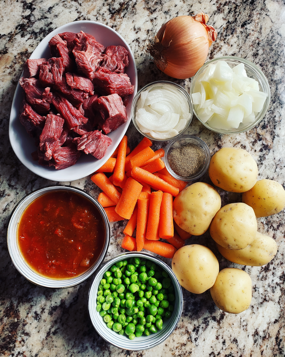 Ingredients for Hearty Comfort in a Bowl: Easy Beef Stew Recipe for Cozy Nights