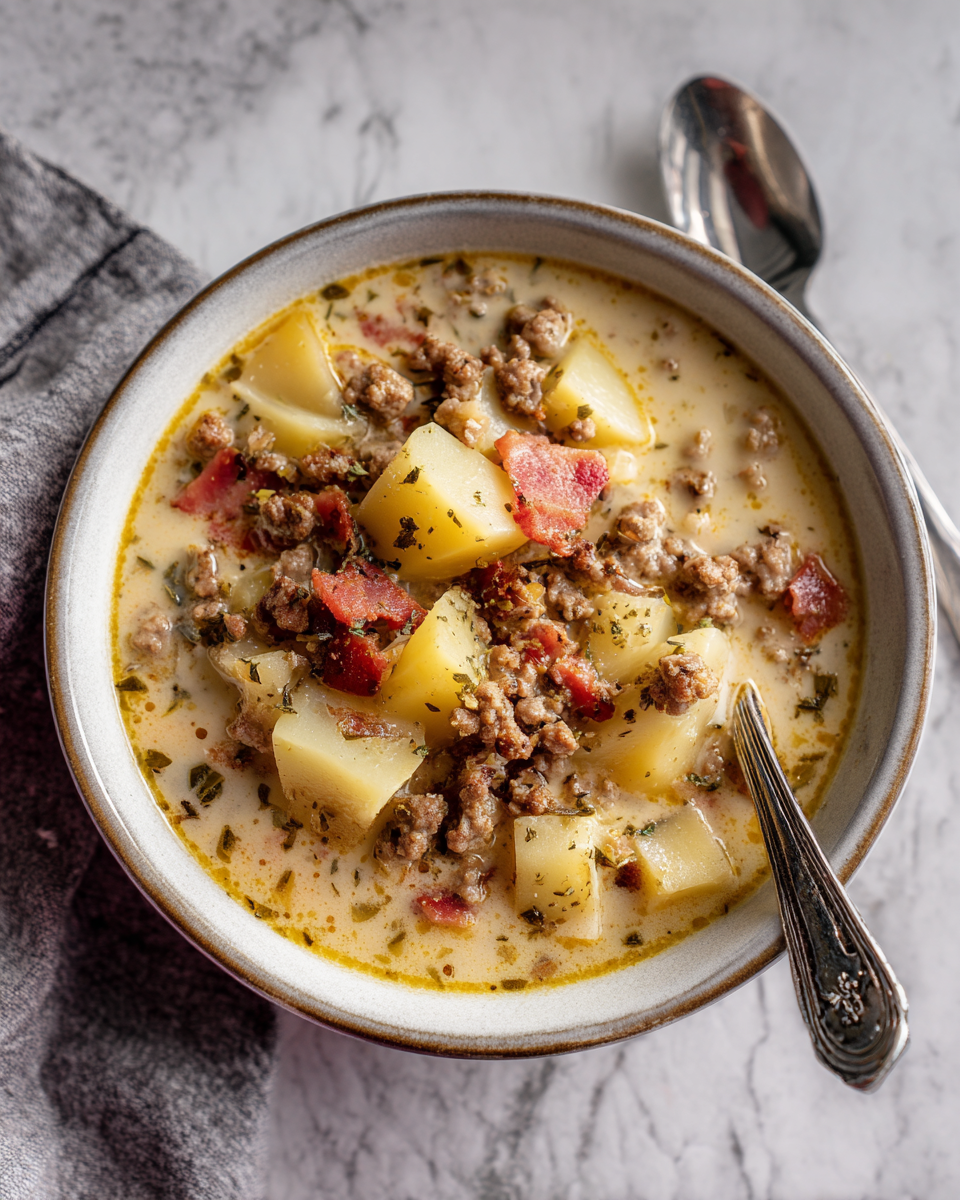 Final dish - Cozy Up with a Bowl of Flavorful Sausage Potato Soup