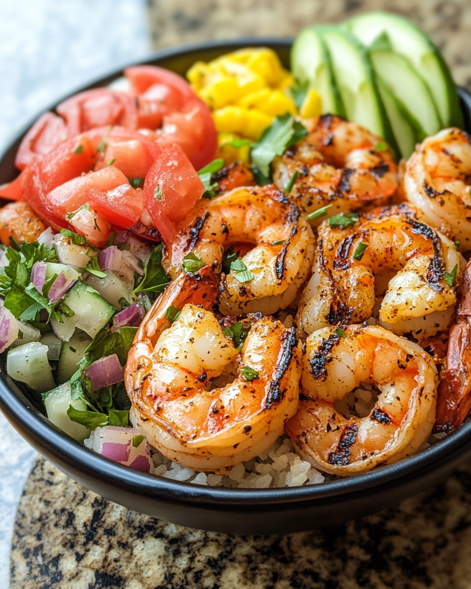 Final dish - Sizzling Summer Delight Grilled Shrimp Bowl Extravaganza