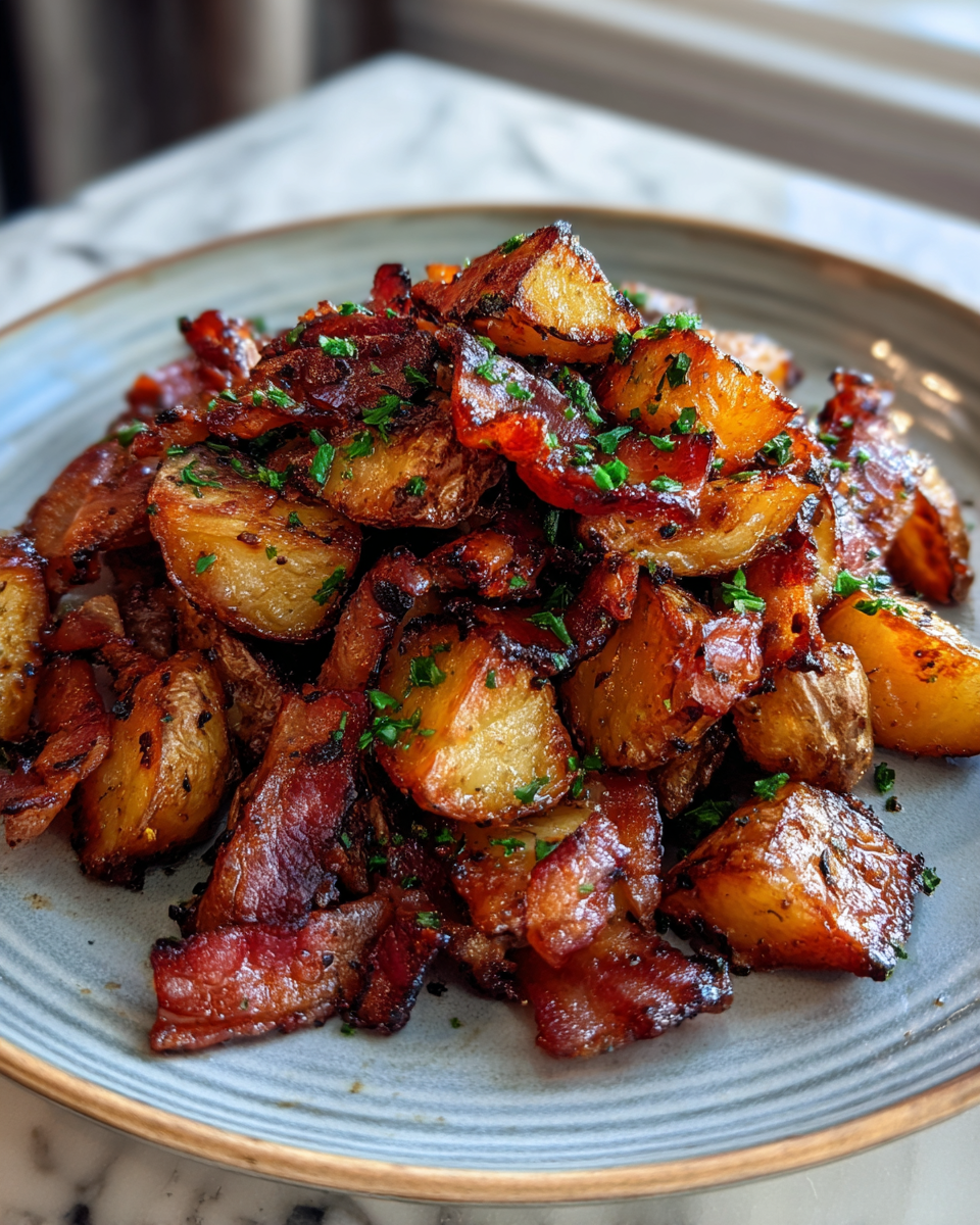 Final dish - Sweet and Savory Delight Honey Bacon Roasted Potatoes Unveiled