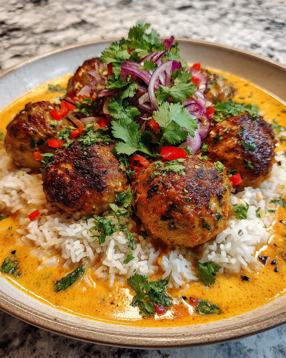 Final dish - Spice Up Dinner with Jerk Meatballs in Coconut Curry Sauce