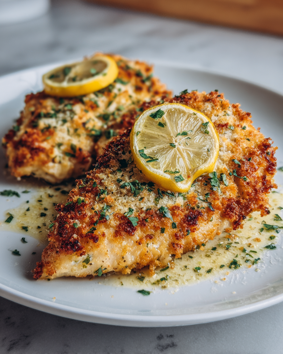 Final dish - Zesty Lemon Pecorino Crusted Chicken: A Flavorful Twist on Dinner