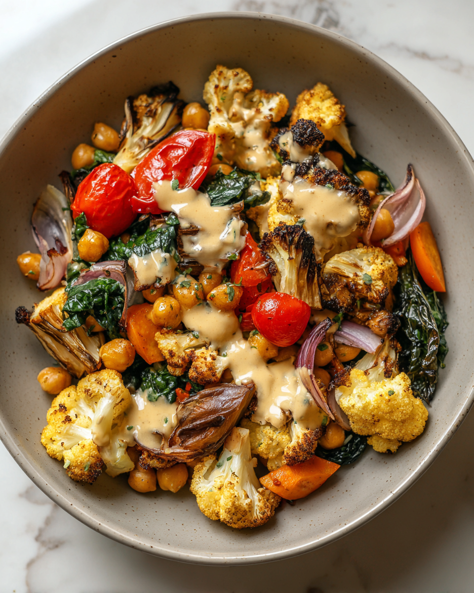 Final dish - Maple Tahini Magic: Roasted Veggie and Chickpea Bowl Delight