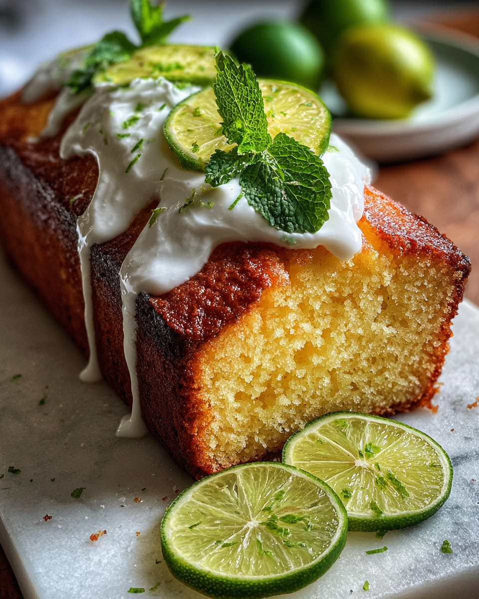 Final dish - Zesty Perfection: Discover the Secret to Moist & Tangy Key Lime Pound Cake