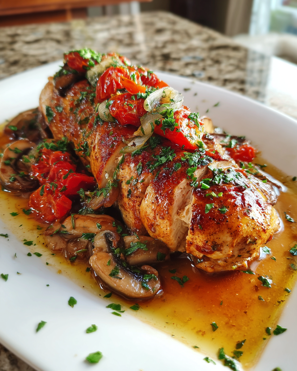 Final dish - Mouthwatering Mushroom Stuffed Chicken Breast: A Gourmet Delight