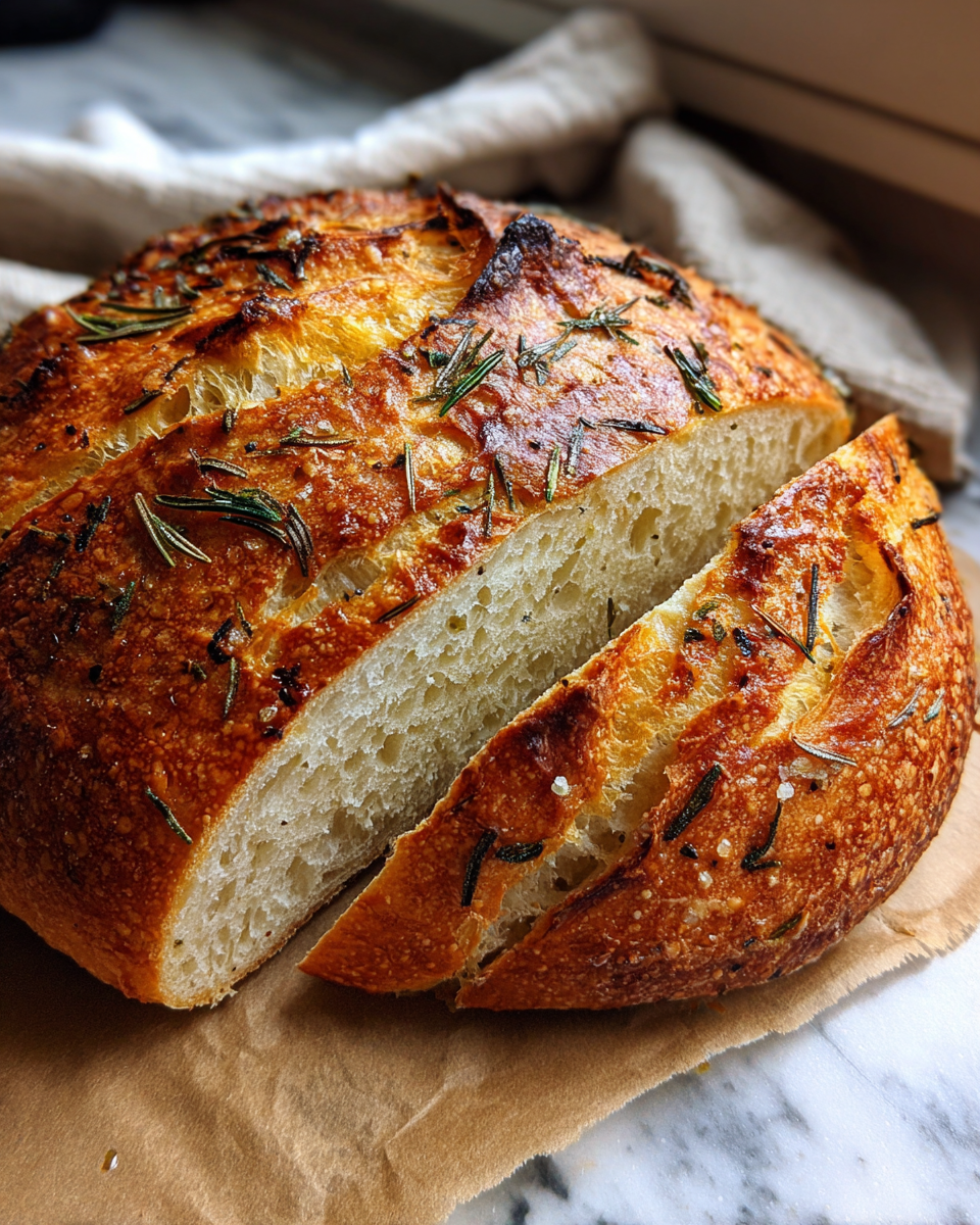 Final dish - Effortless Artisan Delight: No-Knead Rosemary Garlic Bread