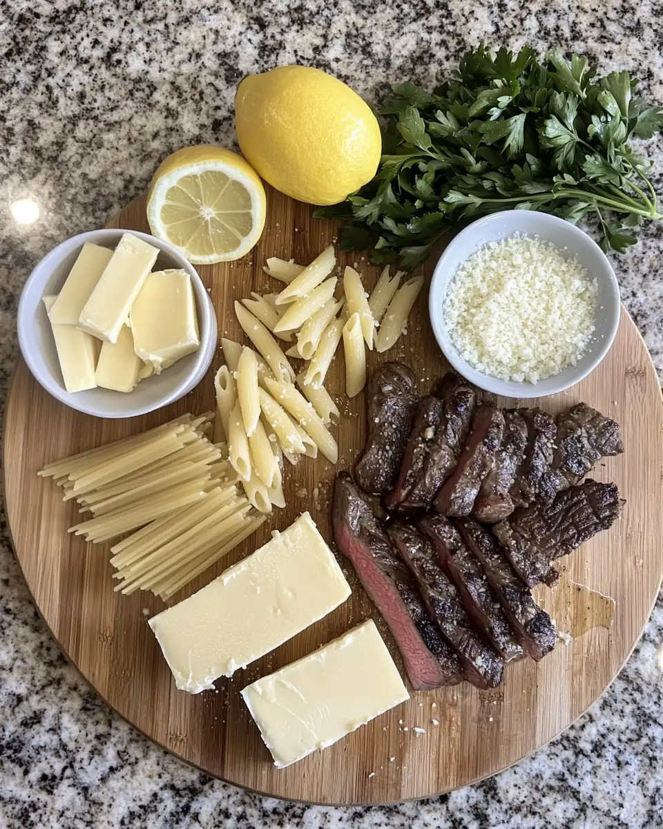 Ingredients for Whip Up a Flavorful Feast with One-Skillet Spicy Garlic Butter Parmesan Steak Pasta