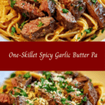 One-Skillet Spicy Garlic Butter Parmesan Steak Pasta 🍝🔥