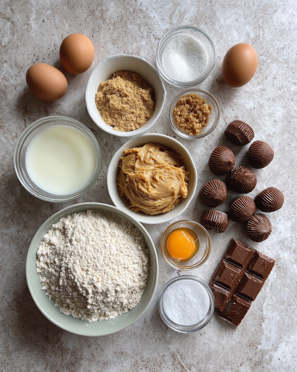 Ingredients for Irresistible Peanut Butter Cup Cookies: A Sweet Symphony of Flavors