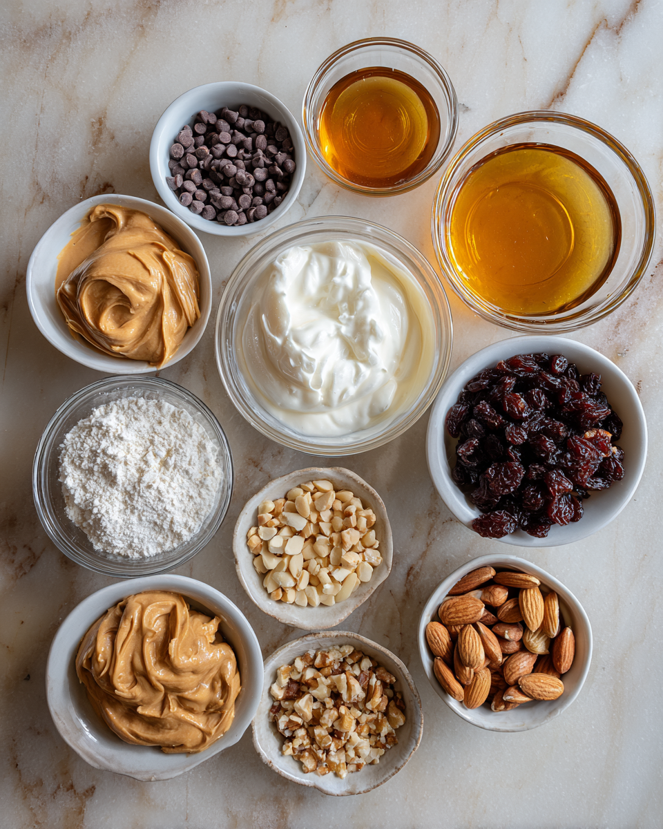 Ingredients for Sweet and Creamy Delight: Peanut Butter Yogurt Bites Unveiled