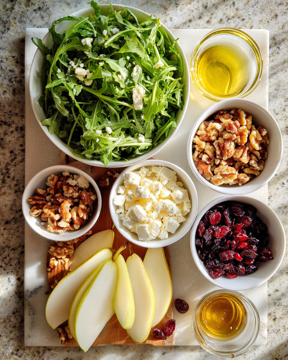 Ingredients for Pear and Arugula Salad: A Refreshing Twist on a Classic Combo